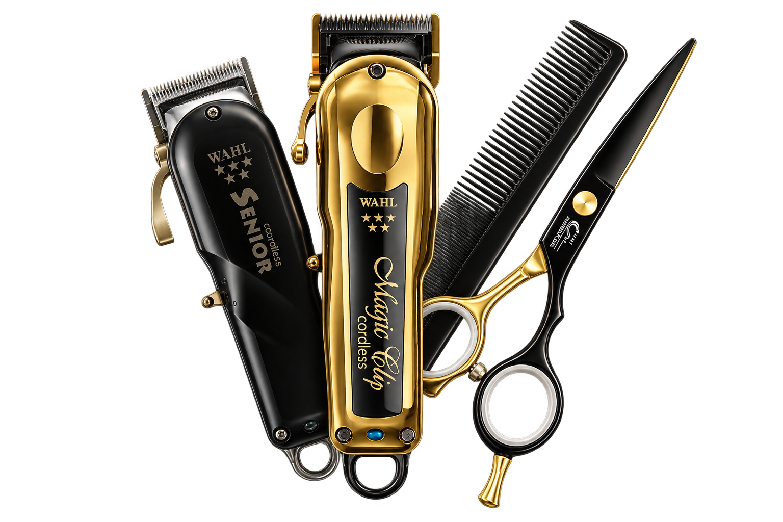 Composição ilustrativa de ferramentas de barbearia